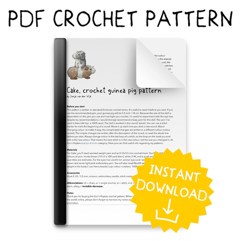 Crochet pattern for Cake, amigurumi crochet guinea pig Instant download PDF File image 2