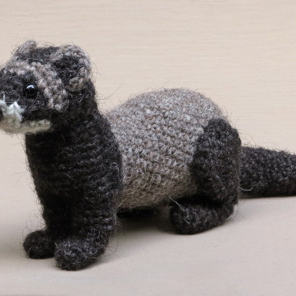 Crochet pattern for Bolthus, realistic crochet ferret or polecat amigurumi - Instant download PDF File