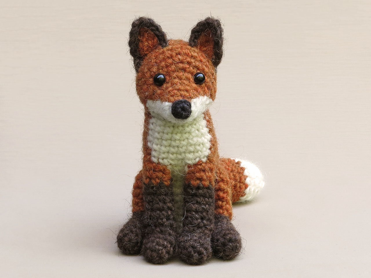 Lulibears Crochet Fox. Handmade stuffed animal, fox, knit by hand. –