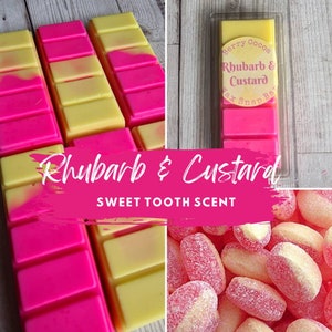 Rhubarb and Custard Wax Melts, Fruity Wax Melts, Sweets Wax Melts, Rhubarb Wax Melts, Pink Wax Melts, Rhubarb Scent, Sweetie  Scents