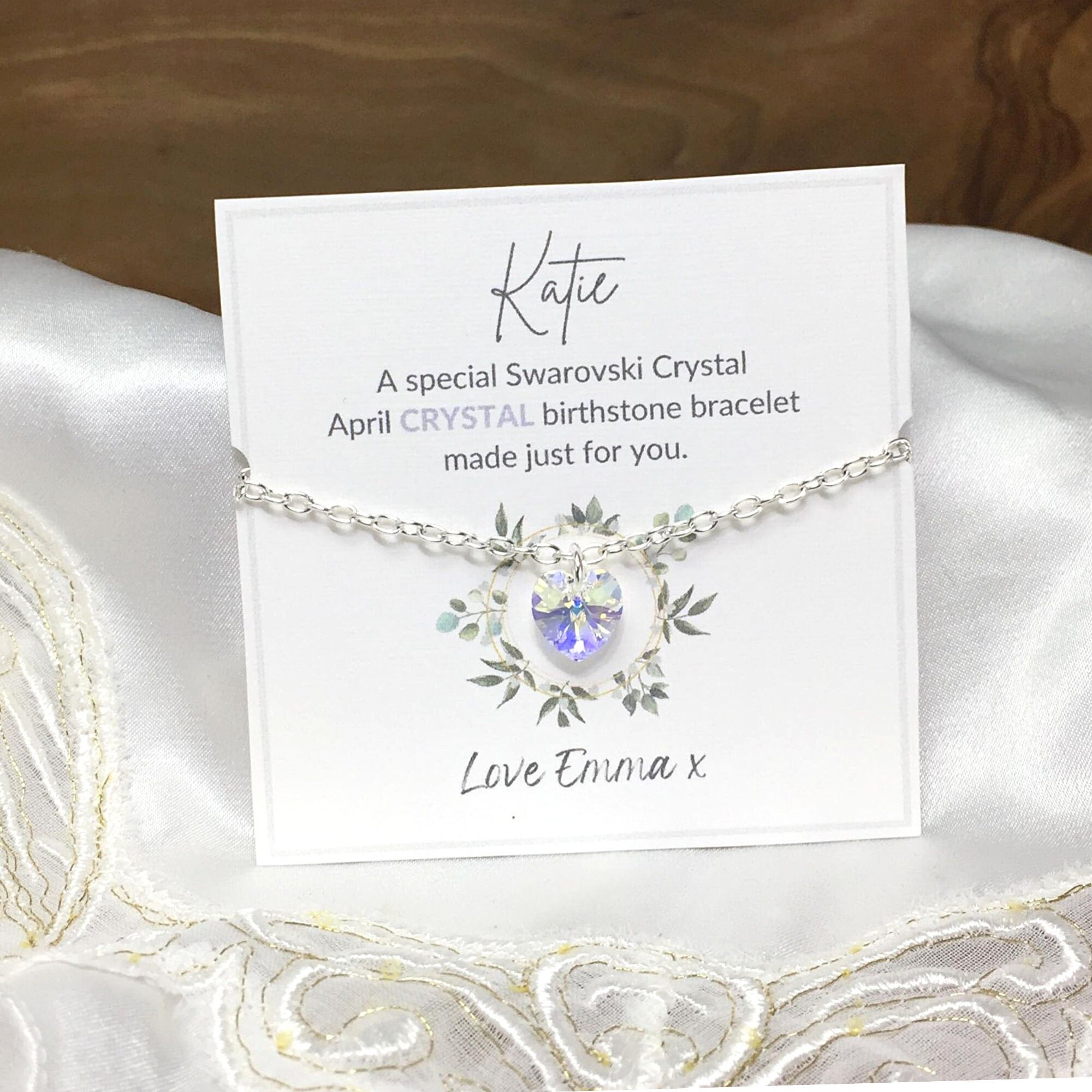 Round April Birthstone Diamond White Bracelet – Aurora Tears