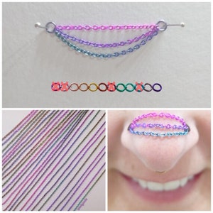 Triple Nose Chain Galaxy Rainbow in Pink, Purple, & Blue Custom