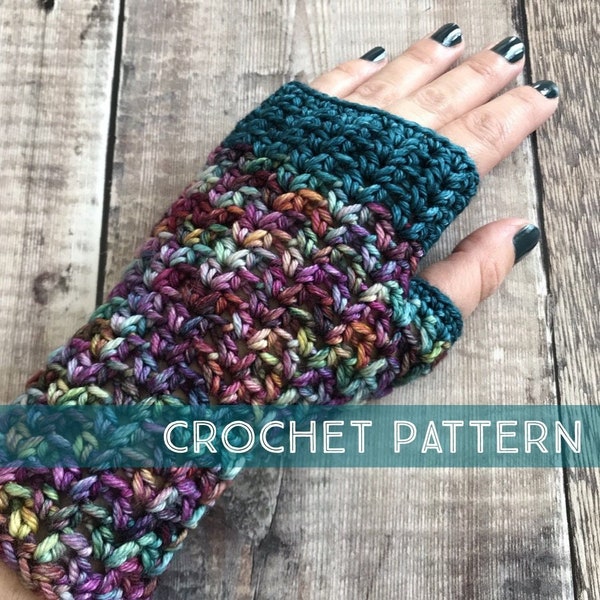 Boho Crochet pattern, fingerless gloves, crochet wrist warmers, instant digital download