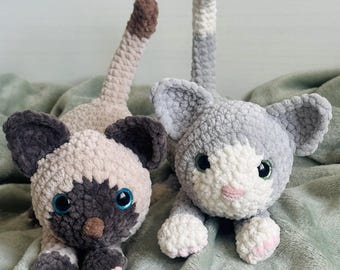 Padrão de crochê de pelúcia de gatinho, gato amigurumi, chenille, pdf, download digital instantâneo