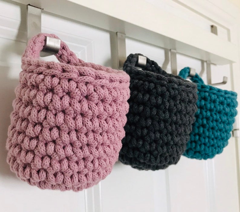 Mini Crochet Hanging Baskets Pegboard Organiser Recycled Etsy UK