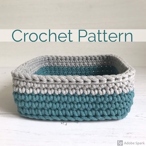 Crochet basket pattern, crochet pattern, crochet basket, square basket, desk organizer, desk accessories, instant download