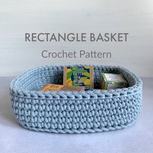 Crochet pattern, rectangle crochet basket, nursery decor, bedroom storage, organiser, instant download, pdf