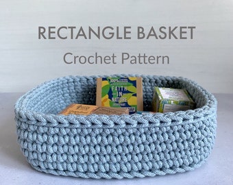 Crochet pattern, rectangle crochet basket, nursery decor, bedroom storage, organiser, instant download, pdf