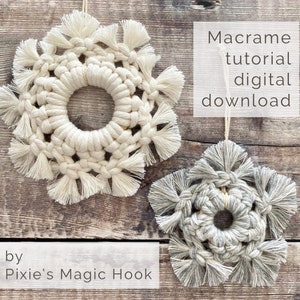 Digital download macrame snowflake tutorial , Christmas decoration, ornament, diy image 1