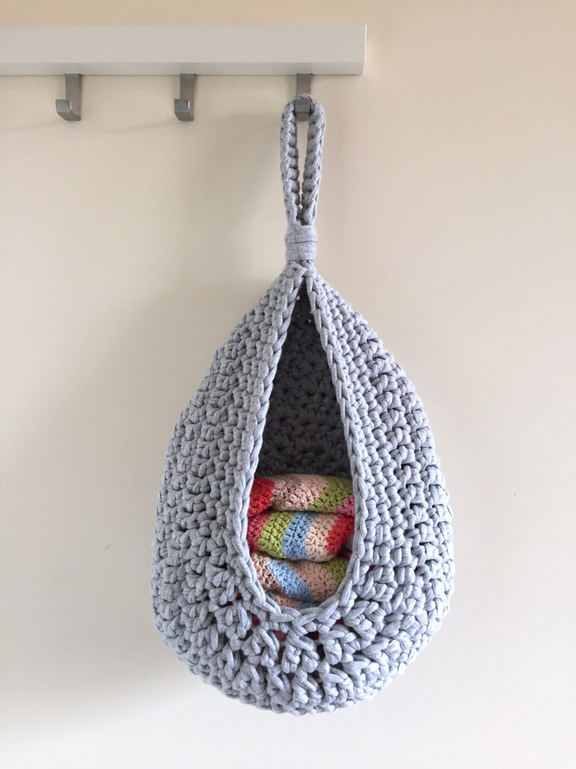 Hanging storage crochet basket toy storage bathroom
