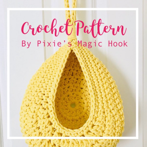 Crochet pattern, crochet basket, nursery decor, hanging basket, bedroom storage, organizer, instant download