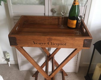 Veuve Clicquot Champagne Butler Tray/Side Table with fold up legs