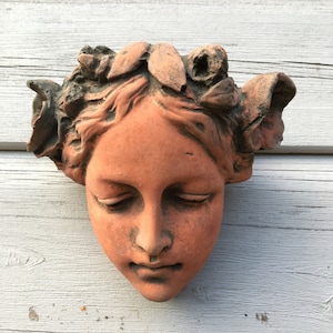 Melody Head Terracotta Wall Plaque - Art Nouveau Stone Ornament