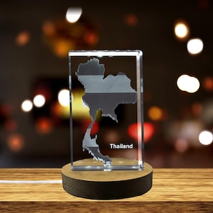Thaïlande 3D Gravé Cristal 3D Gravé Cristal Souvenir/Cadeau/Décor/Collection/Souvenir