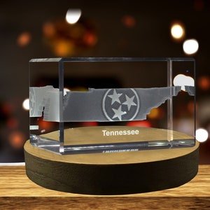 Tennessee 3D Gravé Cristal 3D Gravé Cristal Souvenir/Cadeau/Décor/Collectible/Souvenir
