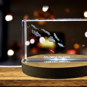 Îles Salomon 3D Gravé Cristal 3D Gravé Cristal Souvenir/Cadeau/Décor/Collection/Souvenir