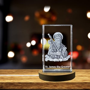 St. James the Greater| Patron Saint of Spain and Pilgrims Gift | Religious 3D Engraved Crystal