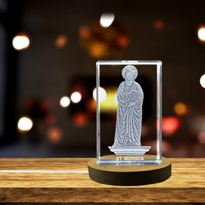 St. Monica| Patron Saint of Mothers and Difficult Marriages Gift | Religious 3D Engraved Crystal