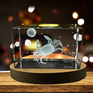 Znak zodiaku rak 3D grawerowany kryształowy prezent na pamiątkę