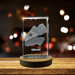 Djibouti Cristal Gravé 3D Cristal Gravé 3D Souvenir/Cadeau/Décor/Collection/Souvenir