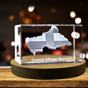 République Centrafricaine Cristal Gravé 3D Cristal Gravé 3D Souvenir/Cadeau/Décor/Collection/Souvenir