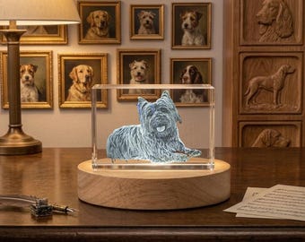 Cairn Terrier 3D Engraved Crystal – Personalized Dog Keepsake with LED Light