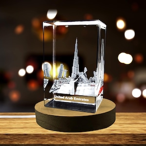 Stunning Burj Khalifa 3D Engraved Crystal Keepsake Souvenir