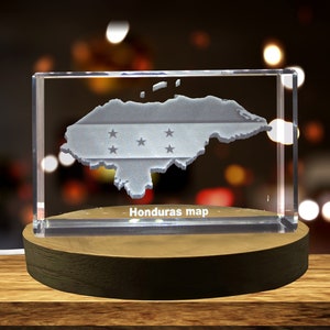 Cristal gravé en 3D du Honduras Souvenir en cristal gravé en 3D/cadeau/décor/objet de collection/souvenir