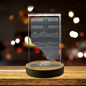 Alberta 3D Gravé Cristal 3D Gravé Cristal Souvenir/Cadeau/Décor/Collectible/Souvenir