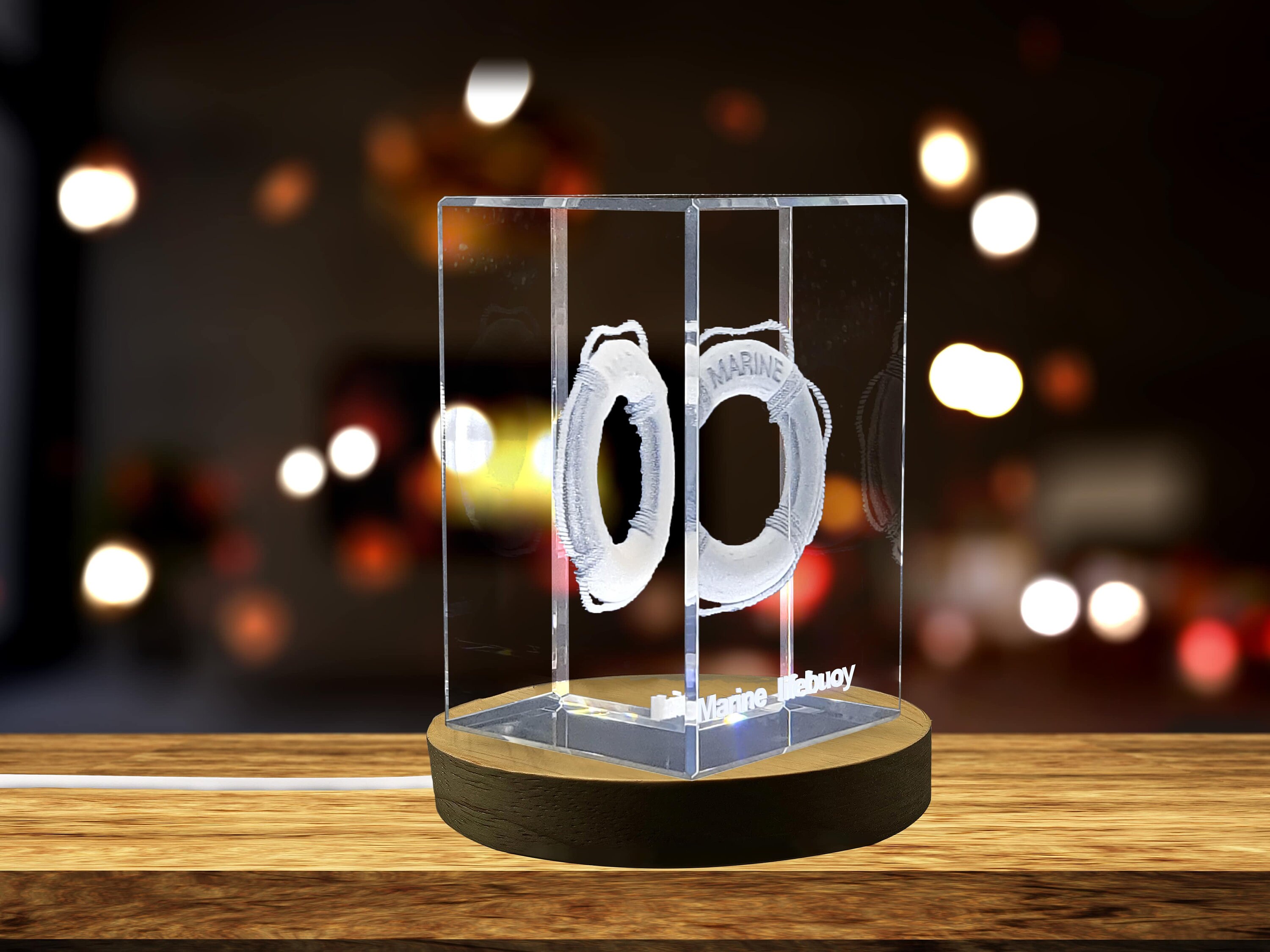 希望の光 |海洋救命ブイ 3D 彫刻クリスタル - Etsy 日本