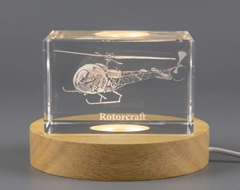 Rotorcraft Plane Engraved Crystal - A Thoughtful Gift for Helicopter Enthusiasts