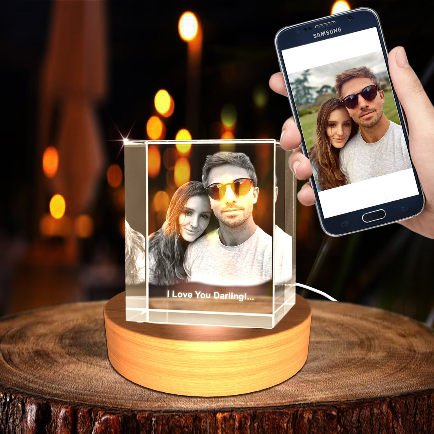 Couple Personalized 3D Holographic Photo Wedding Gift, Memorial