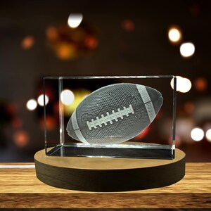 American-Football-Art | 3d-Engraved-Crystal-Keepsake | Gift/Decor| Collectible | Souvenir | 3d-Crystal-Photo-Gift | 3d-Photo-Engraved-Crysta