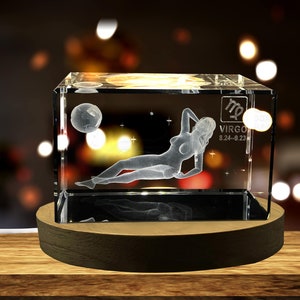 Virgo Zodiac Sign 3D Engraved Crystal Keepsake Gift