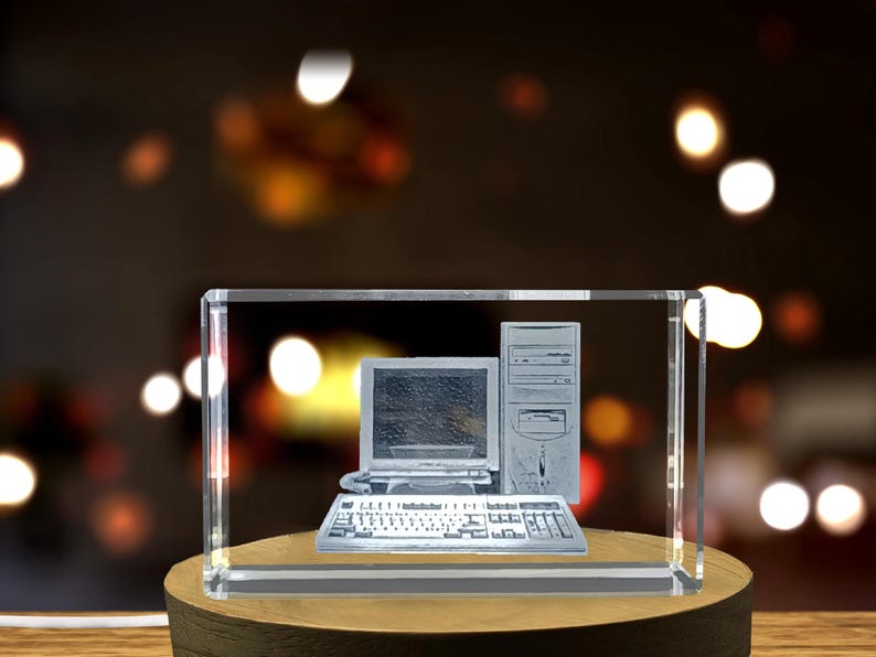 Desktop 3D Engraved Crystal Award – Technology Collection Trophy, LED ...