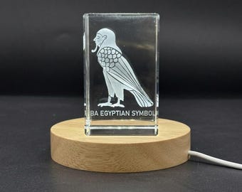 Ba Egyptian Symbol Immortalized in 3D Engraved Crystal