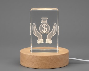 Save Money 3D Engraved Crystal Gift – Unique Budgeting & Wealth Management Keepsake