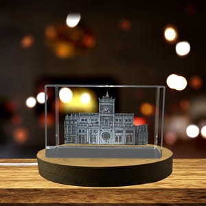 Markus klocktorn 3D-graverad kristalltrofé med erkännande och gratis LED-basljus