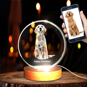 Personalisiertes Haustier 3D graviertes Kristallfotogeschenk Haustierverlust, Hunde-Denkmal, Haustiersympathiegeschenk Bild 4