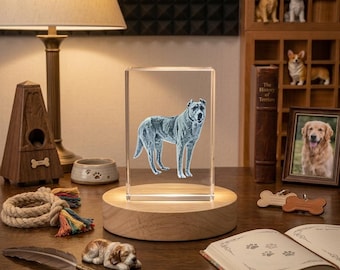 Sarabi Mastiff 3D Engraved Crystal with LED Light – Laser Engraved Dog Recognition Collectible Gift, Unique Home Decor Gift