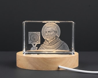 St. Bernardine of Siena 3D Engraved Crystal Gift
