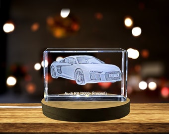 Audi R8 (2006–Present) - A Supercar Masterpiece Immortalized in 3D Engraved Crystal