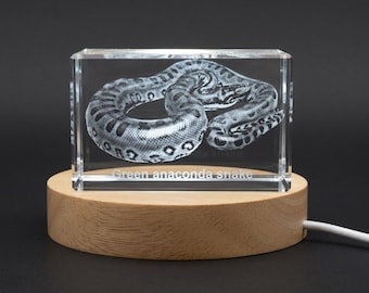 3D Engraved Crystal  | Green Anaconda Snake