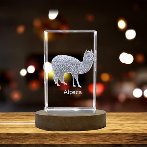 3D Engraved Crystal Alpaca Sculpture - Animal Lover Gift