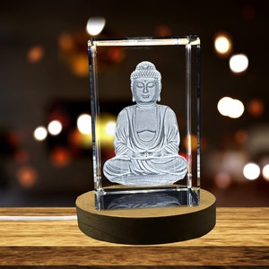 Estatua de Buda de cristal 3D con luz LED