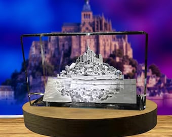 Le Mont-saint-michel 3D Engraved Crystal Keepsake Souvenir
