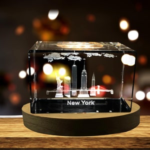 New York City Landmarks 3D Engraved Crystal