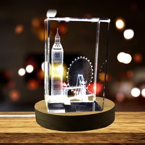 Beautiful London Landmarks 3D Engraved Crystal Keepsake