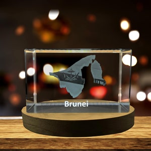 Brunei 3D Gravé Cristal 3D Gravé Cristal Souvenir/Cadeau/Décor/Collection/Souvenir