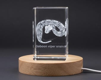 Snakes 3D Engraved Crystal  | Gaboon Viper Snake